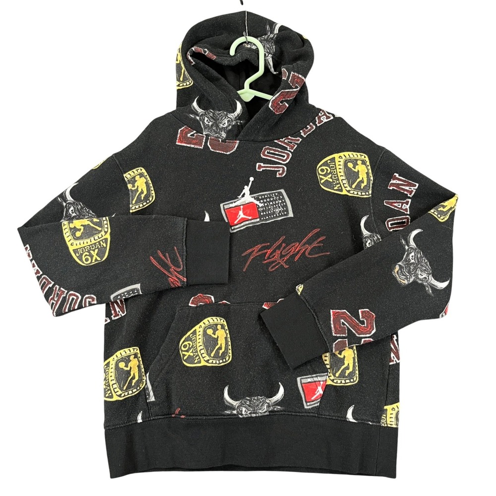 Jordan Brand Fleece Hoodie Kids M All Over Print Championship Ring Basketball